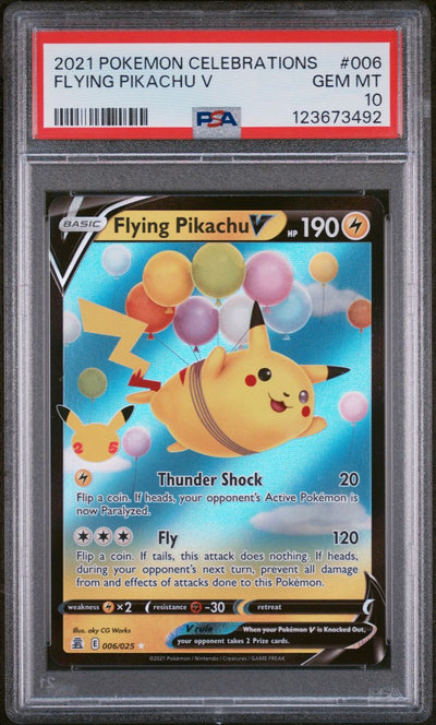2021 Pokemon Celebrations 006 Flying Pikachu V — PSA 10, cert 123673492