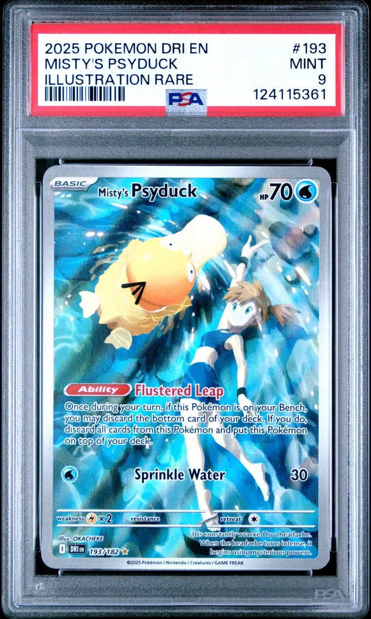 2025 Pokemon Dri En-Destined Rivals 193 Misty's Psyduck — PSA 9, cert 124115361