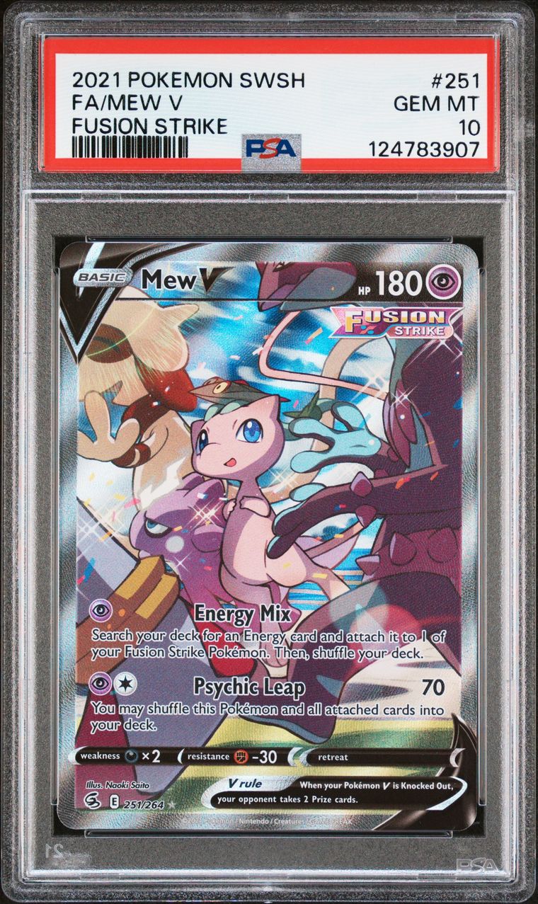 Pokémon Mew V #251 Full Art PSA 10 Graded Trading Card, cert 124783907