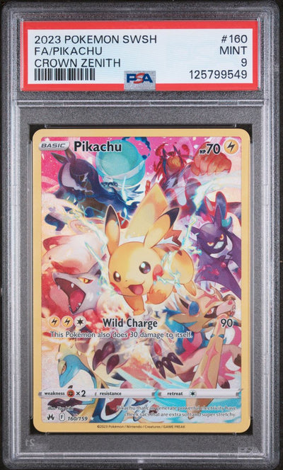 2023 Pokemon Sword and Shield Crown Zenith 160 Full Art/pikachu — PSA 9, cert 125799549