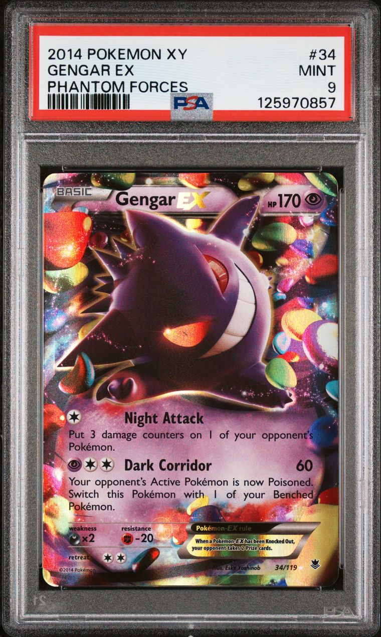2014 Pokemon Xy Phantom Forces 34 Gengar Ex — PSA 9, cert 125970857