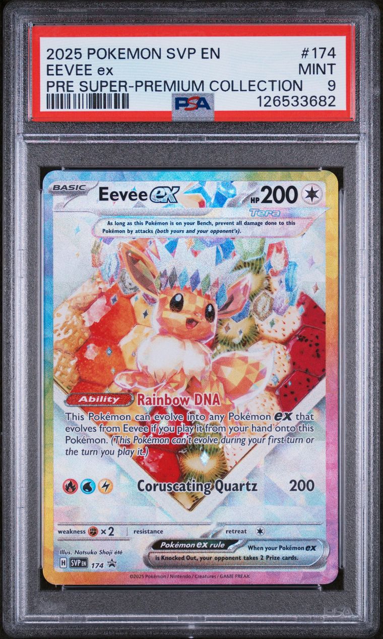 2025 Pokemon Svp En-Sv Black Star Promo 174 Eevee Ex Prismatic Evolutions Super-Premium Collection — PSA 9, cert 126533682