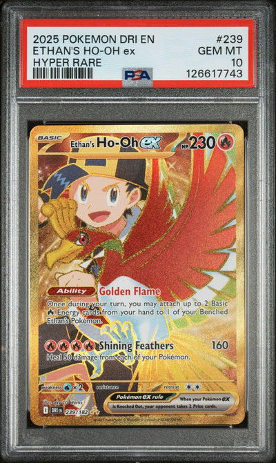 2025 Pokemon Dri En-Destined Rivals 239 Ethan's Ho-Oh Ex — PSA 10, cert 126617743