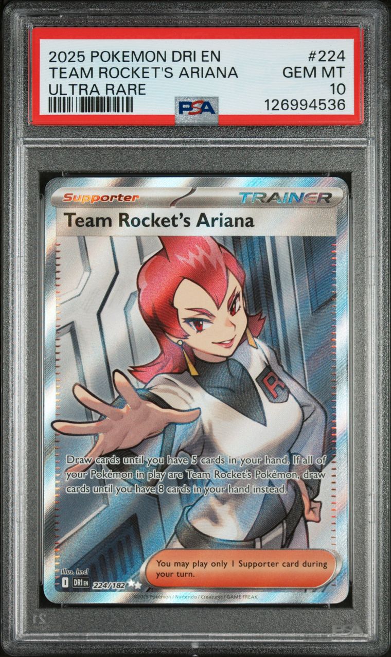 Pokémon Team Rocket's Ariana PSA 10 Graded Trading Card, cert 126994536