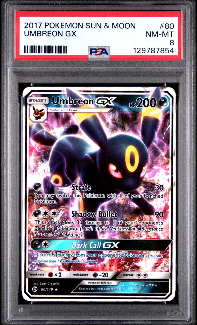 Umbreon Gx — PSA 8, cert 129787854