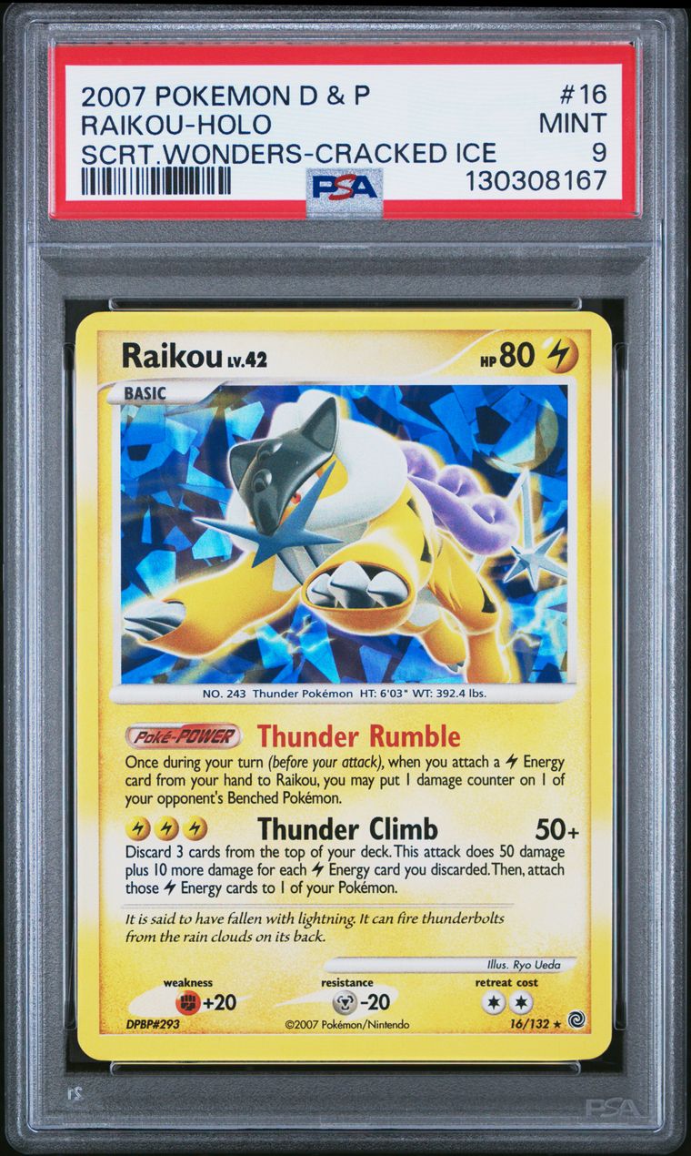 Pokémon Raikou PSA 9 Graded Trading Card, cert 130308167