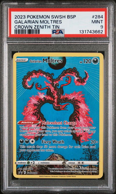 Galarian Moltres Crown Zenith Tin — PSA 9, cert 131743662