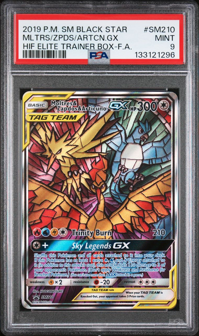 Moltres & Zapdos & Articuno Gx Hidden Fates Elite Trainer Box — PSA 9, cert 133121296