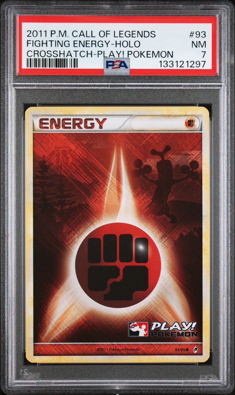 Fighting Energy-Holo Crosshatch-2011 Play! Pokemon — PSA 7, cert 133121297
