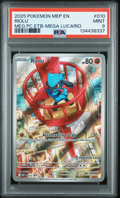 Riolu Mega Evolution Pokemon Center Elite Trainer Box-Mega Lucario — PSA 9, cert 134438337