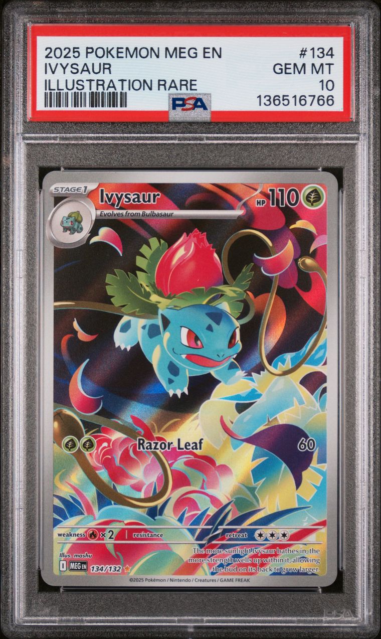 Pokémon Ivysaur PSA 10 Graded Trading Card, cert 136516766