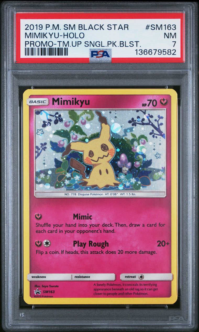 Mimikyu-Holo Team up Single Pack Blisters — PSA 7, cert 136679582