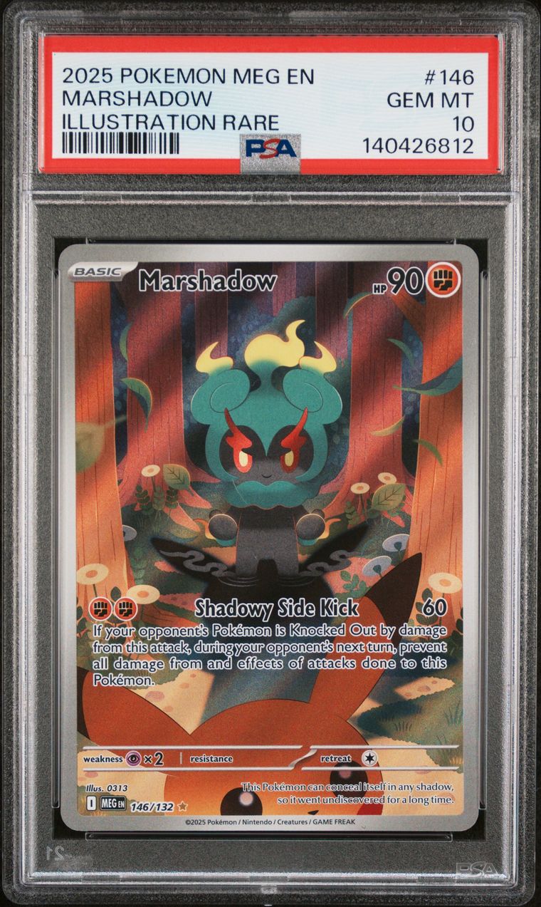 Pokémon Marshadow #146 Illustration Rare PSA 10 Graded Trading Card, cert 140426812