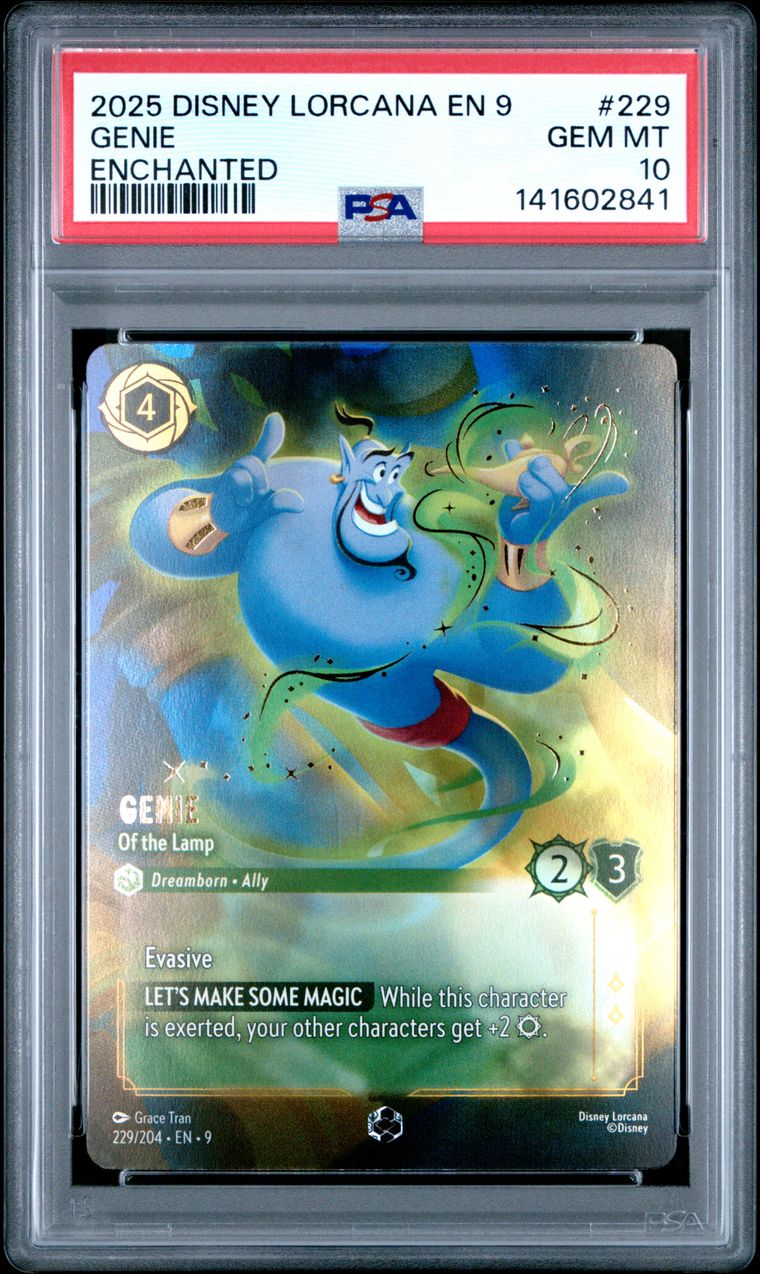 Disney Lorcana Genie #229 Enchanted PSA 10 Graded Trading Card, cert 141602841