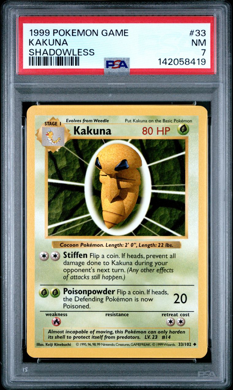 Pokémon Kakuna PSA 7 Graded Trading Card, cert 142058419