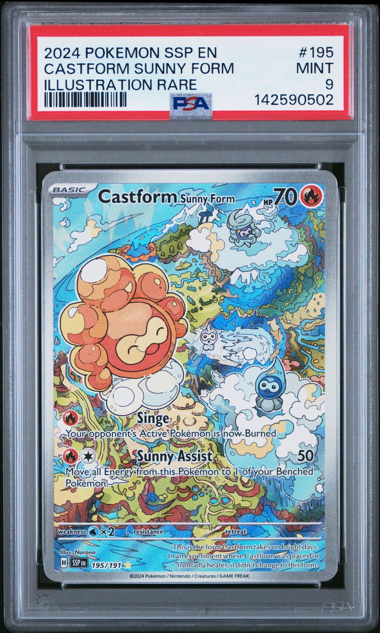 Pokémon Castform Sunny Form #195 Illustration Rare PSA 9 Graded Trading Card, cert 142590502