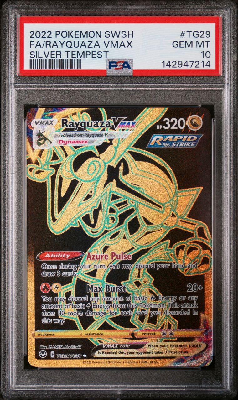 Pokémon Rayquaza VMAX PSA 10 Graded Trading Card, cert 142947214