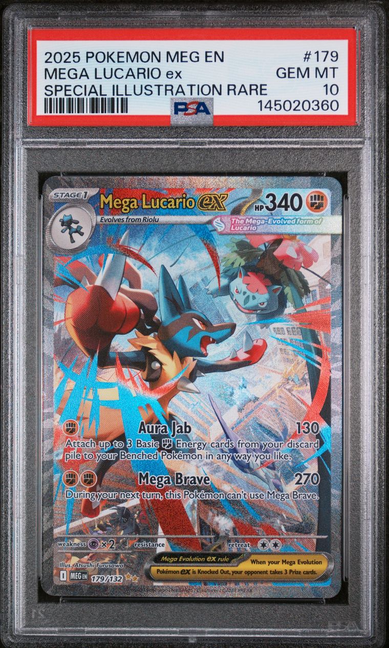 Mega Lucario Ex — PSA 10, cert 145020360