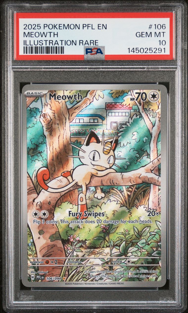 Meowth — PSA 10, cert 145025291