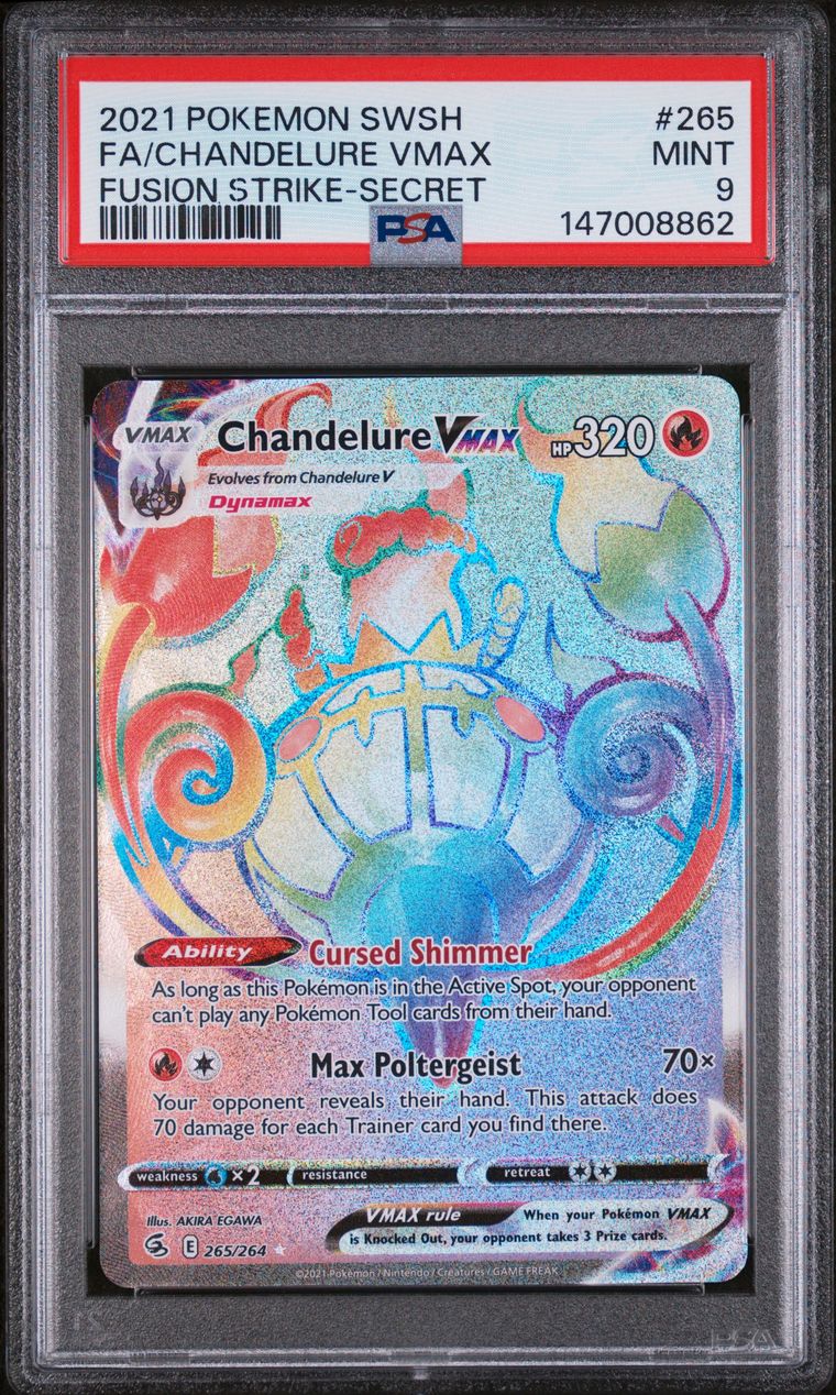 Pokémon Chandelure VMAX PSA 9 Graded Trading Card, cert 147008862