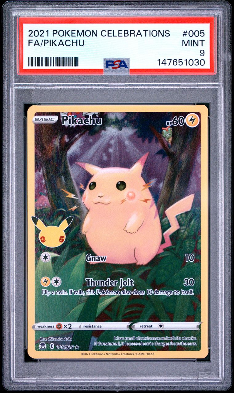 Pikachu — PSA 9, cert 147651030