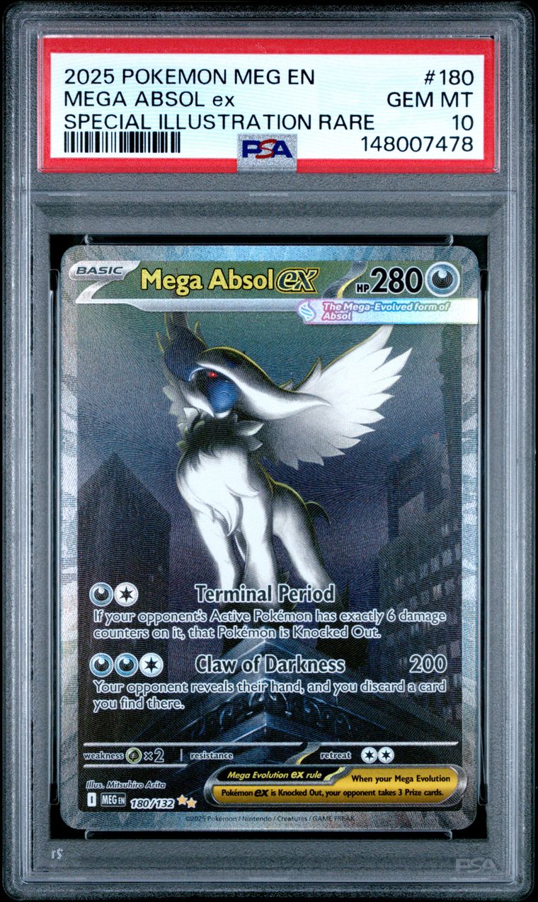 Pokémon Mega Absol EX #180 Special Illustration Rare PSA 10 Graded Trading Card, cert 148007478