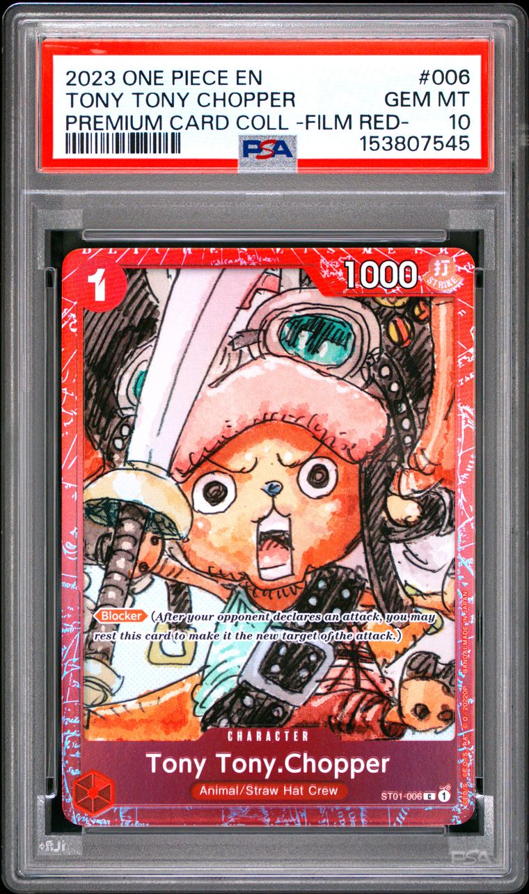 One Piece Tony Tony Chopper #006 PSA 10 Graded Trading Card, cert 153807545