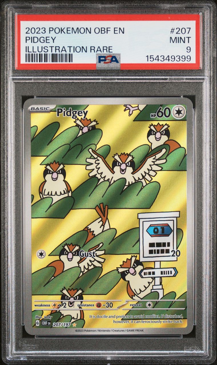 Pokémon Pidgey #207 Illustration Rare PSA 9 Graded Trading Card, cert 154349399