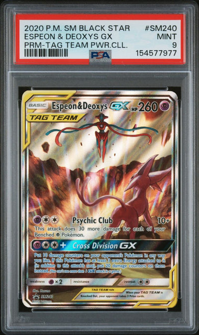 Espeon & Deoxys Gx Prm-Tag Team Pwr.cll. — PSA 9, cert 154577977