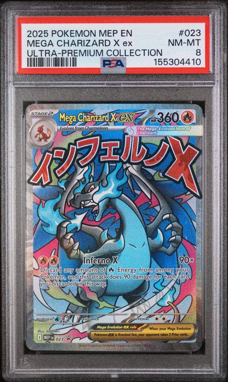 Pokémon Mega Charizard X EX #023 Ultra-Premium Collection PSA 8 Graded Trading Card, cert 155304410