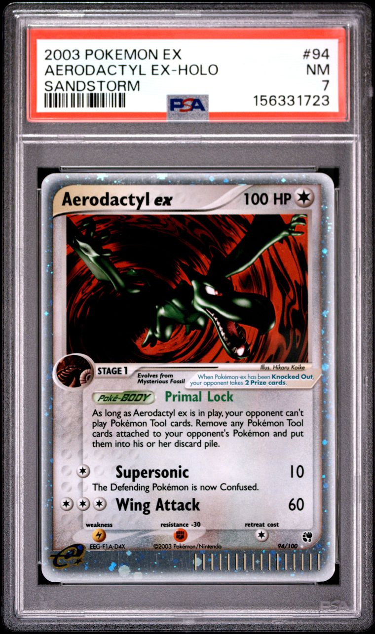 Pokémon Aerodactyl EX #94 Holofoil PSA 7 Graded Trading Card, cert 156331723