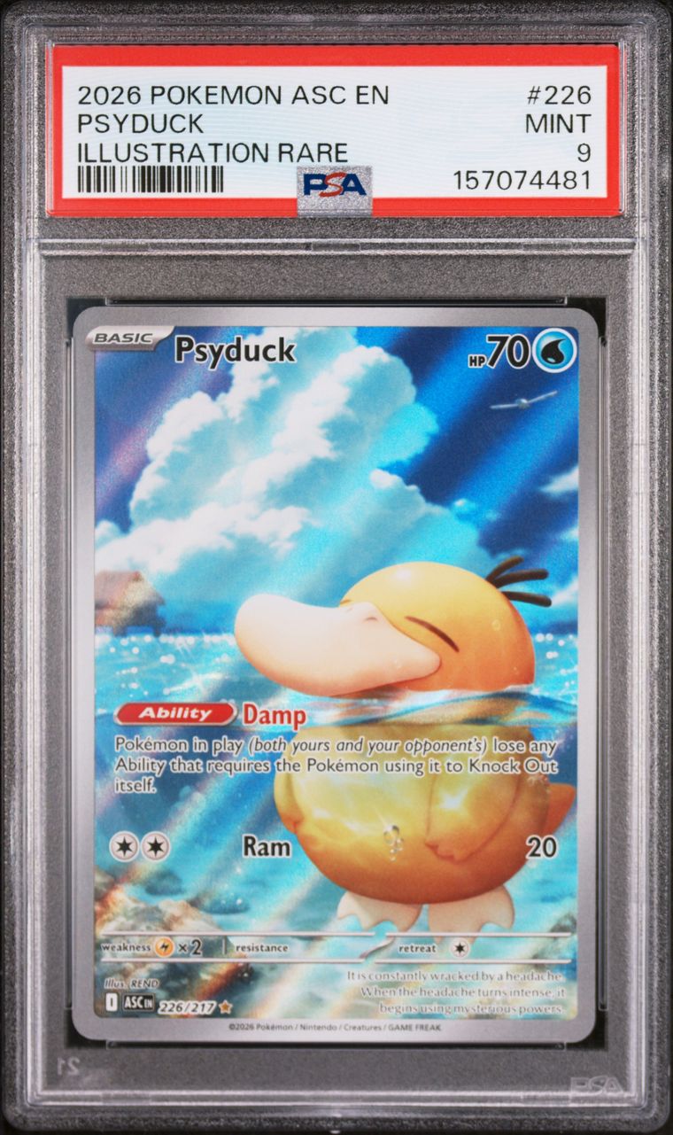 Pokémon Psyduck PSA 9 Graded Trading Card, cert 157074481