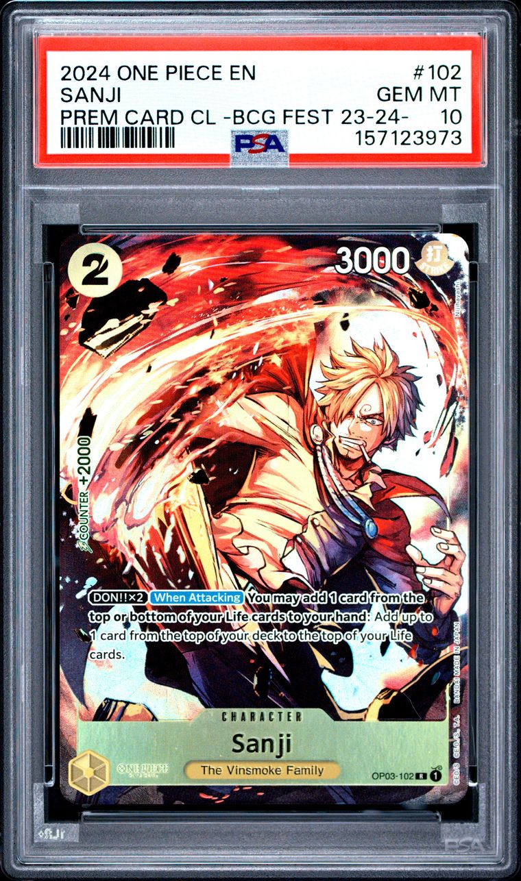 One Piece Sanji #102 PSA 10 Graded Trading Card, cert 157123973
