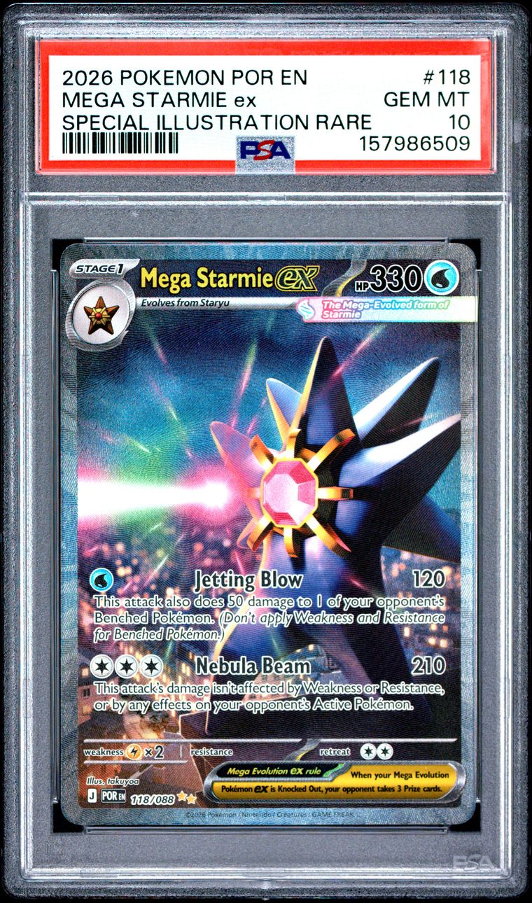 Pokémon Mega Starmie EX #118 Special Illustration Rare PSA 10 Graded Trading Card, cert 157986509