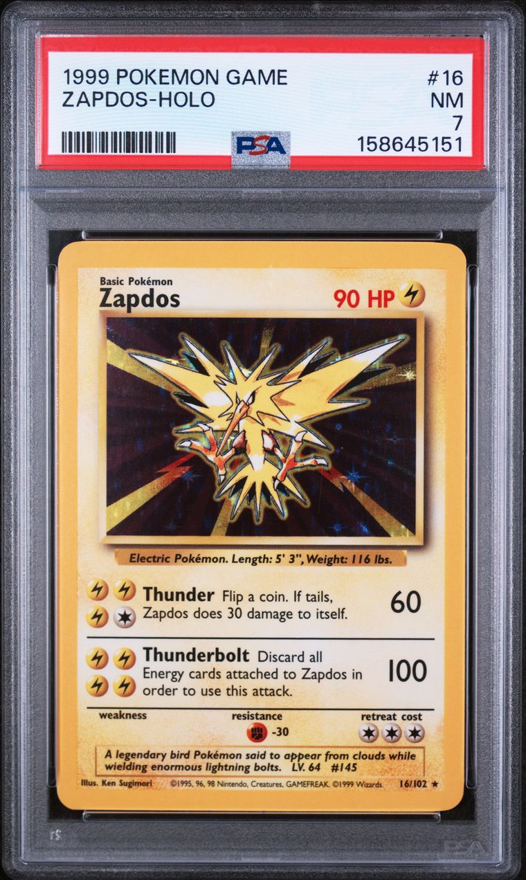 Pokémon Zapdos PSA 7 Graded Trading Card, cert 158645151