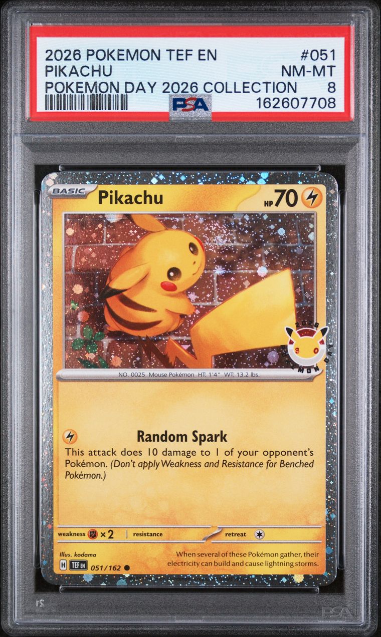Pokémon Pikachu #051 Pokémon Day 2026 Collection PSA 8 Graded Trading Card, cert 162607708