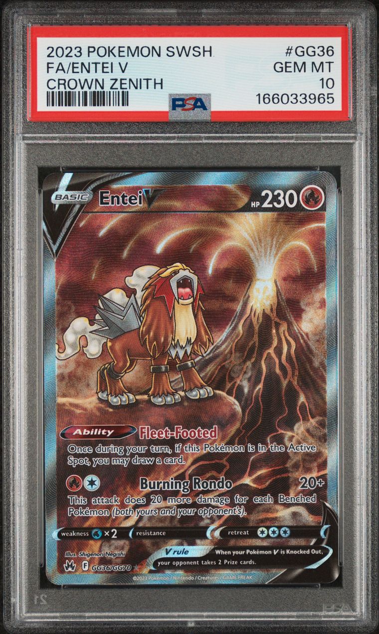 Pokémon Entei V PSA 10 Graded Trading Card, cert 166033965
