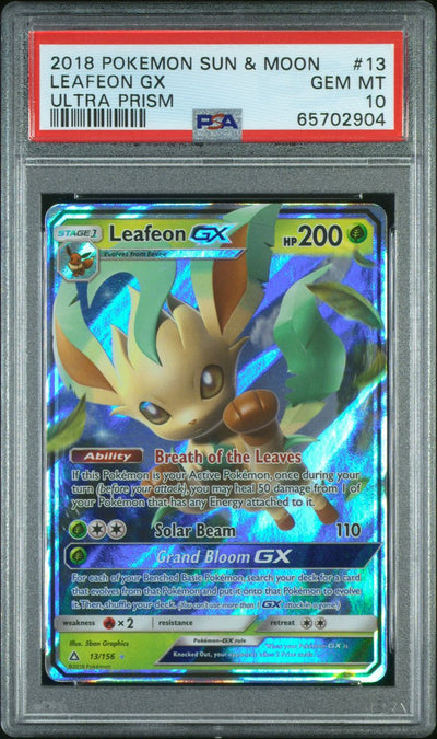 Leafeon Gx — PSA 10, cert 65702904