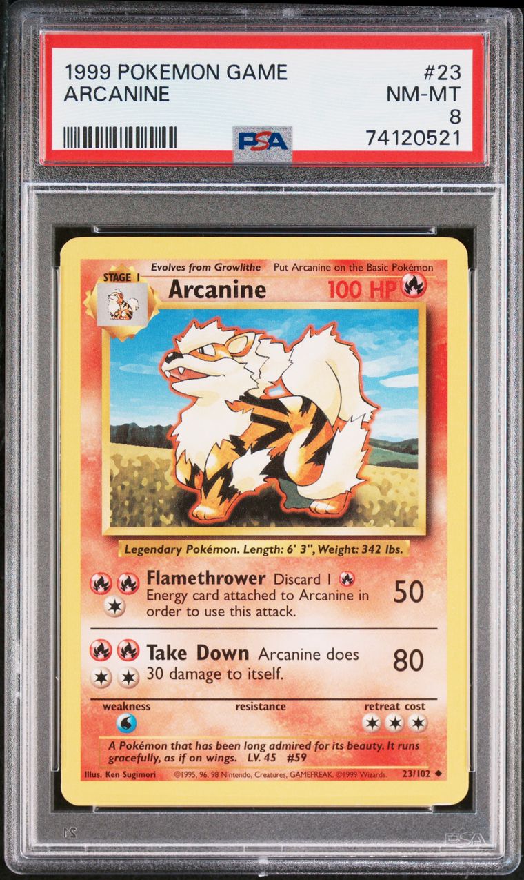 Arcanine — PSA 8, cert 74120521