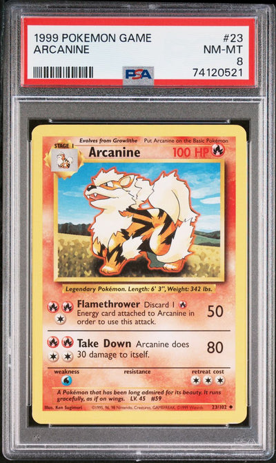 Arcanine — PSA 8, cert 74120521