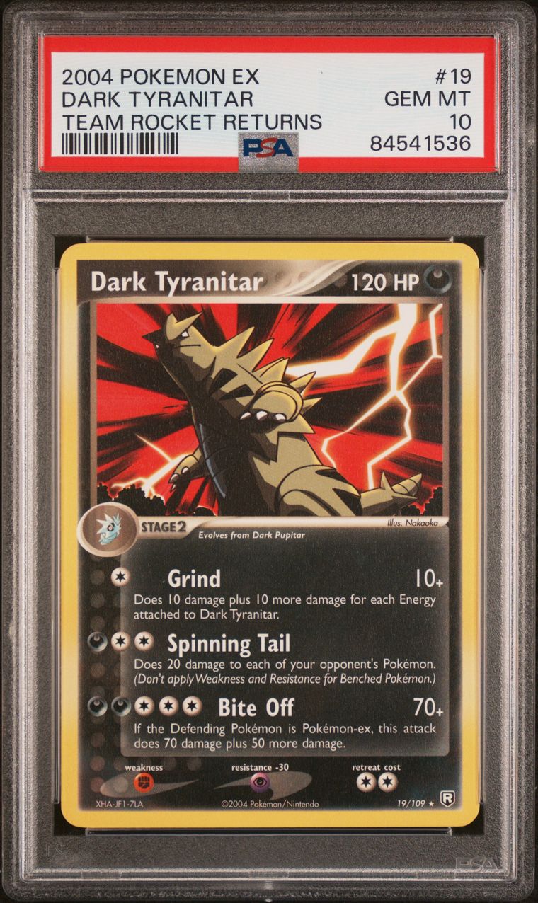 Dark Tyranitar — PSA 10, cert 84541536