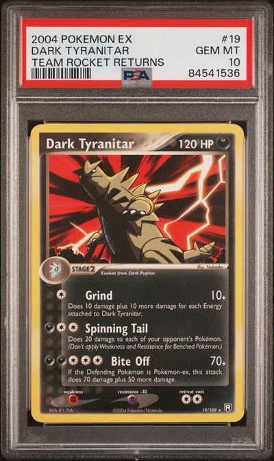 Dark Tyranitar — PSA 10, cert 84541536