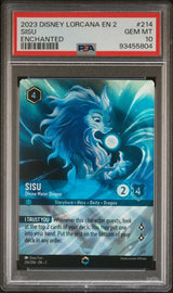 Disney Lorcana Sisu #214 En 2-Rise of the Floodborn Enchanted 2023 English PSA 10, front of PSA slab with certification label, cert 93455804