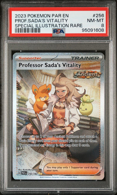 PSA 8 2023 Pokemon Par En-Paradox Rift 256 Professor Sada's Vitality Special Illustration Rare — PSA g8, cert 95091608