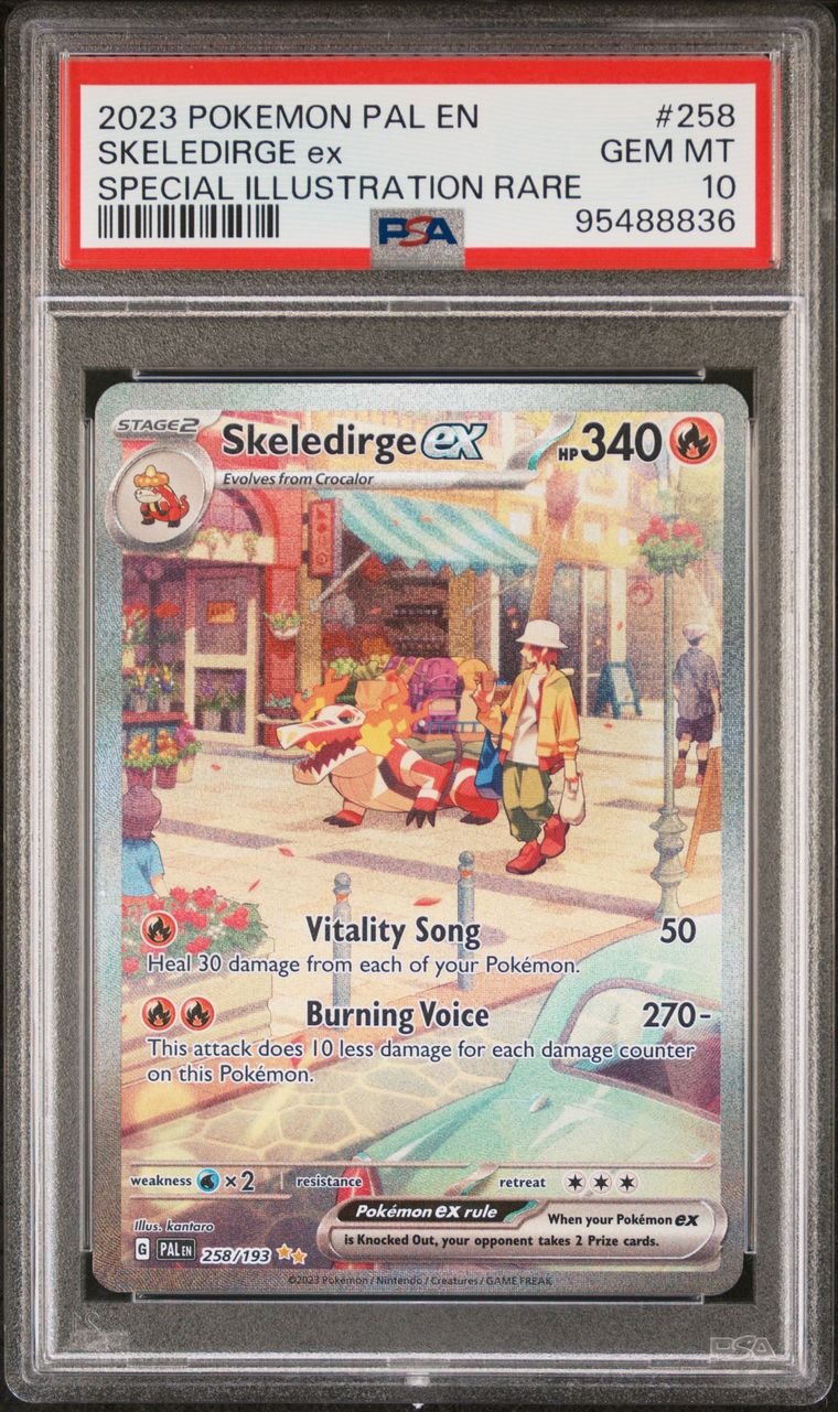 Pokémon Skeledirge EX #258 Special Illustration Rare PSA 10 Graded Trading Card, cert 95488836