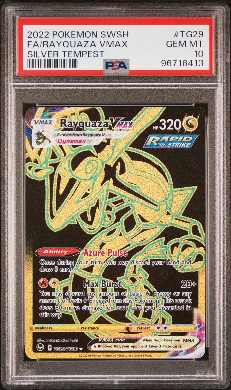 Pokémon Rayquaza VMAX #TG29 Full Art PSA 10 Graded Trading Card, cert 96716413