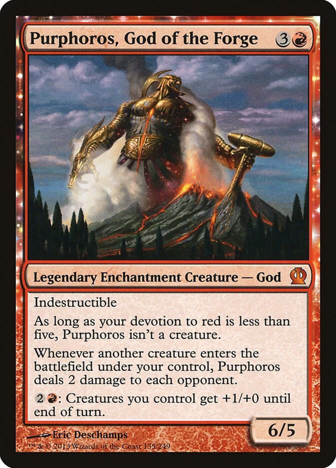 Magic Purphoros, God of the Forge #135 Theros Mythic Rare Non-Foil Near Mint English Trading Card — catalog front, TCGplayer SKU 1131834