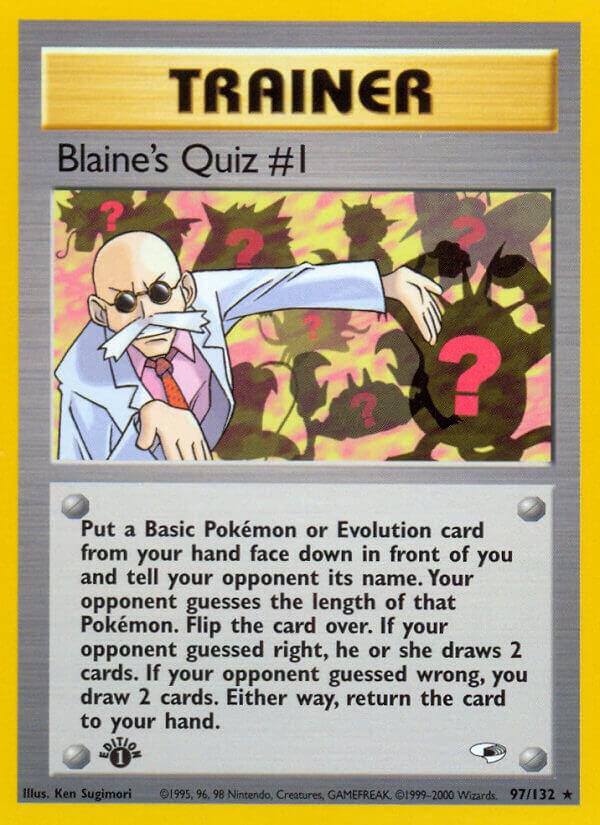 Pokémon Blaine's Quiz #1 #097/132 Gym Heroes Rare Non-Foil Near Mint Unlimited English Trading Card — catalog front, TCGplayer SKU 1189848