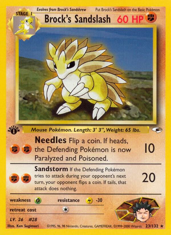 Pokémon Brock's Sandslash #023/132 Gym Heroes Rare Non-Foil Near Mint Unlimited English Trading Card — catalog front, TCGplayer SKU 1189952