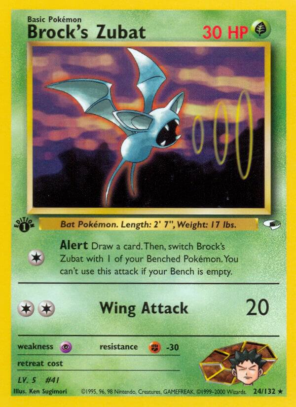 Pokémon Brock's Zubat #024/132 Gym Heroes 24 Non-Foil Near Mint Unlimited English Trading Card — catalog front, TCGplayer SKU 1189957